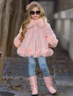 Girls Midi Faux Fur Coat -MEO Kid Clothing Shop 11
