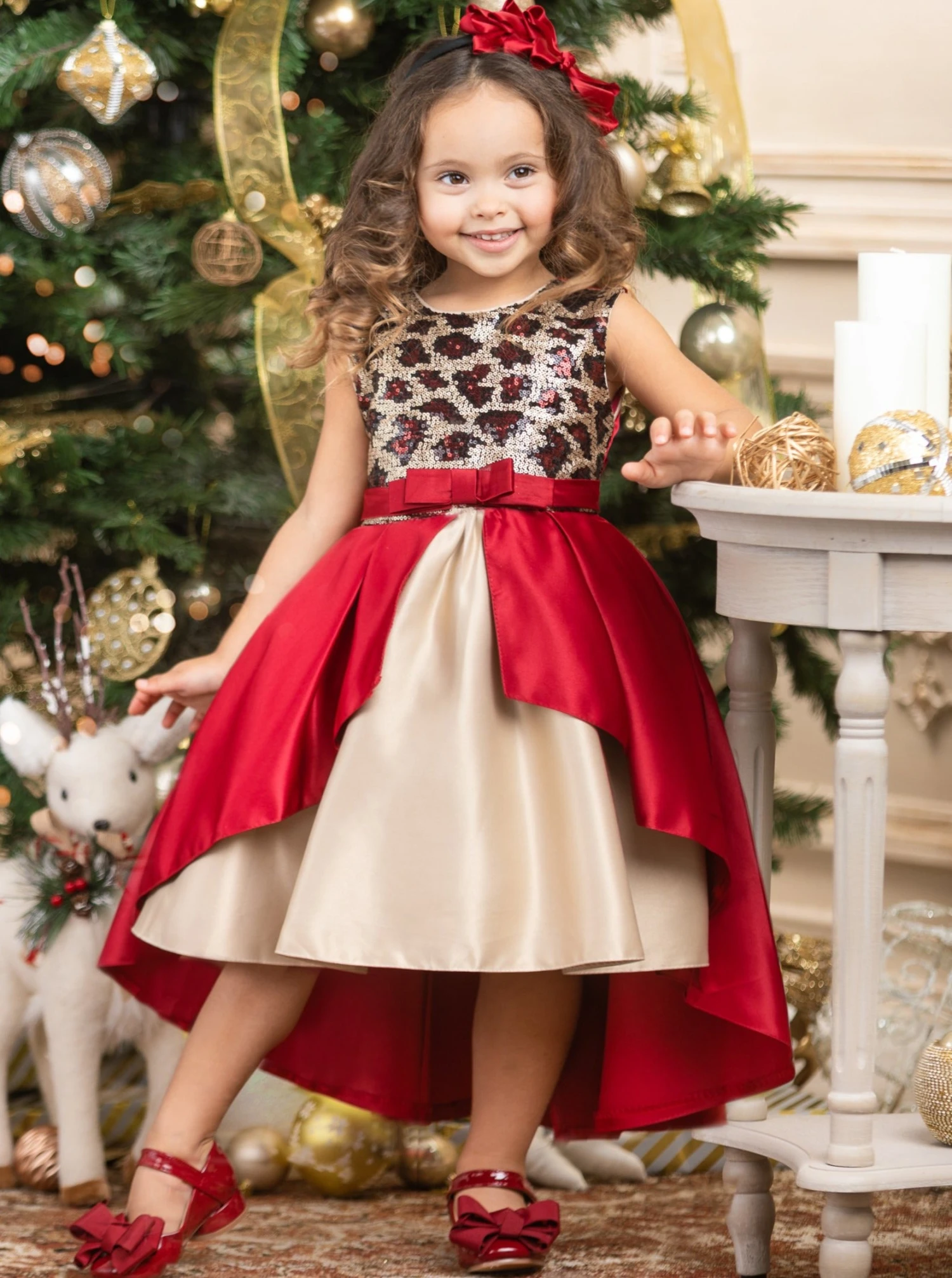 Leopard Sparkle Red & Gold Holiday Dress 9 Leopard Sparkle Red & Gold Holiday Dress - Image 7