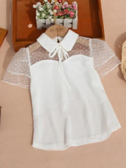 For Sweet Angels Swiss Dot Chiffon Blouse