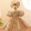 Gold Sequin Magic Mini Special Occasion Dress -MEO Kid Clothing Shop 4129291526987f75db08ab22825c7bab