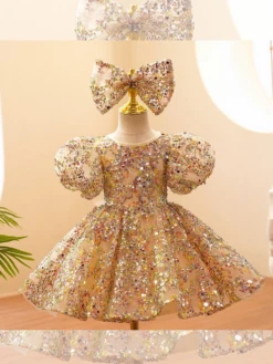 Gold Sequin Magic Mini Special Occasion Dress