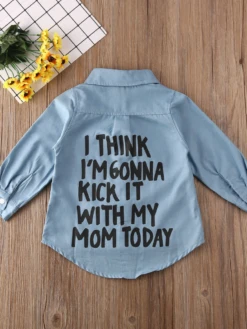 Kick It With My Mom Today Chambray Dress Shirt -MEO Kid Clothing Shop 5d2684b5afd26a4301ee79c7077b88ae