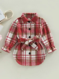 Lil' Lady In Plaid Belted Jacket -MEO Kid Clothing Shop 613862fa13865b8f05f340e5eef01181