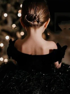 Set The Tone Black Faux Feather Mini Special Occasion Dress -MEO Kid Clothing Shop 6b225a58022010651c8fb7c0519b413e