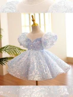 Angelic Sparkle Puff Sleeves Special Occasion Dress -MEO Kid Clothing Shop 73113c10f02f9714f8d912902a4b83fe
