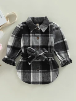Lil' Lady In Plaid Belted Jacket -MEO Kid Clothing Shop 7febb231684371f1cd4858a335b2dd60