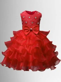 Crown Jewel Ruby Tiered Ruffle Tulle Formal Dress