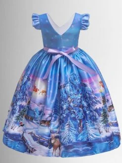 Winter Wonderland Holiday Scene Gown -MEO Kid Clothing Shop 94