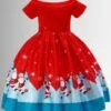 Christmas Cheer Off Shoulder Holiday Scene Dress -MEO Kid Clothing Shop 96