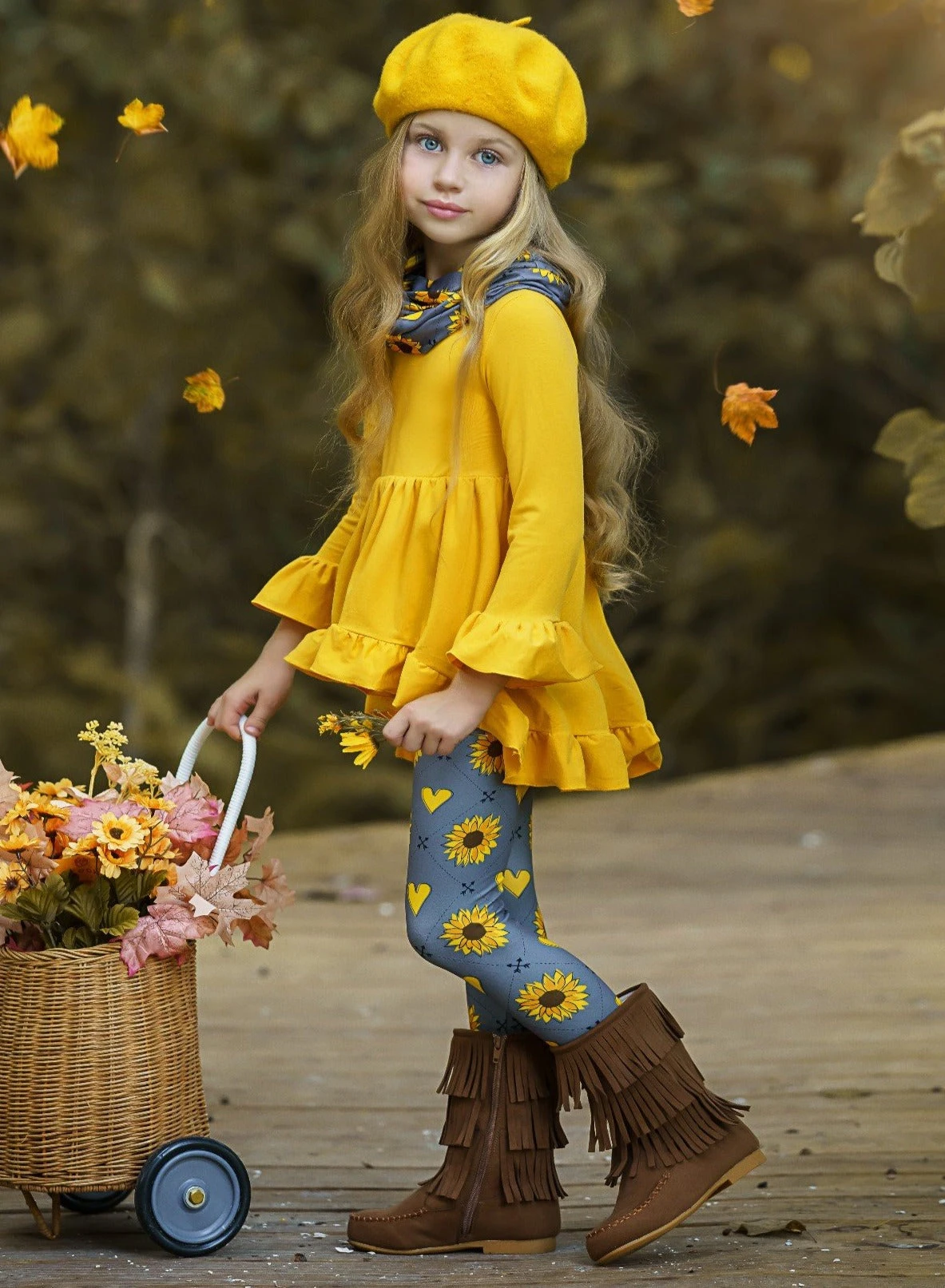 Love Sunflowers Tunic, Leggings & Scarf Set 4 Love Sunflowers Tunic, Leggings & Scarf Set - Image 2