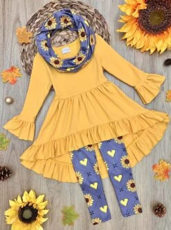 Love Sunflowers Tunic, Leggings & Scarf Set 13 Love Sunflowers Tunic, Leggings & Scarf Set -MEO Kid Clothing Shop AUG20CPSET4YGB 62e31166 b477 4845 868f e212f704fc1b