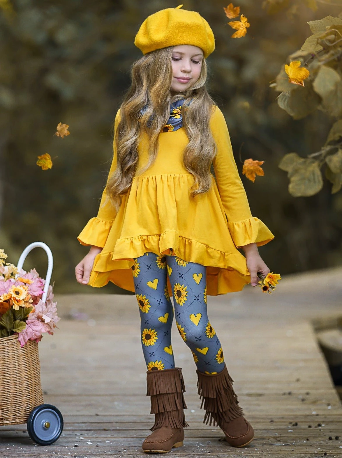 Love Sunflowers Tunic, Leggings & Scarf Set 5 Love Sunflowers Tunic, Leggings & Scarf Set - Image 3