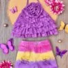 In Full Bloom Purple Rose Tiered Top And Shorts Set -MEO Kid Clothing Shop CE377430 2E4E 41F5 8789 D0F5558F161E