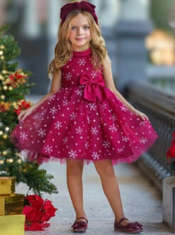 Snowflake Sleeveless Formal Winter Dress 14 Snowflake Sleeveless Formal Winter Dress -MEO Kid Clothing Shop DSC00538