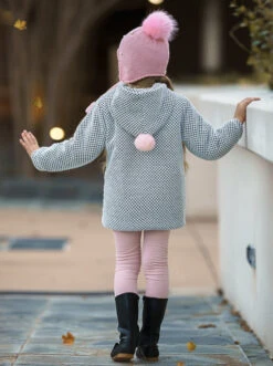 Girls Medium Long Wool Hooded With Fluffy Pockets Coat -MEO Kid Clothing Shop DSC02976