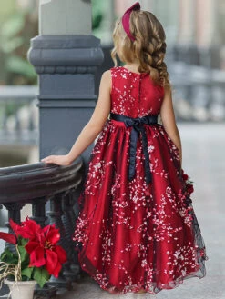 Winter Cherry Blossom Hi-Lo Holiday Dress -MEO Kid Clothing Shop DSC06165