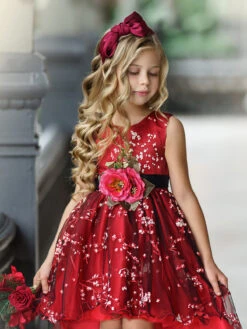 Winter Cherry Blossom Hi-Lo Holiday Dress -MEO Kid Clothing Shop DSC06199