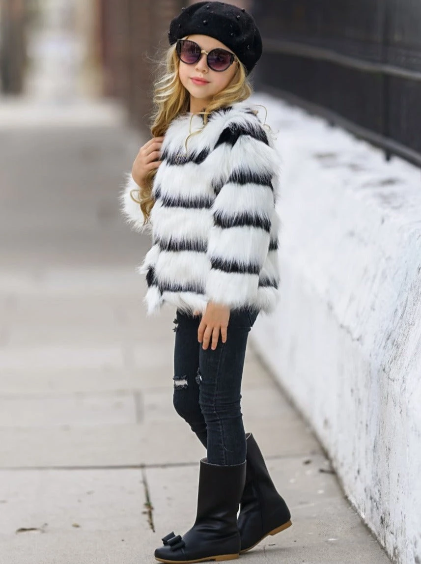 Striped Darling Plush Faux Fur Coat 9 Striped Darling Plush Faux Fur Coat - Image 7