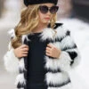 Striped Darling Plush Faux Fur Coat