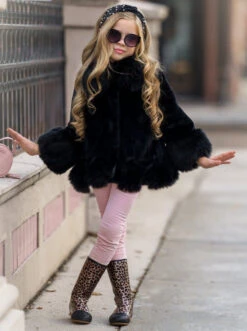 Girls Midi Faux Fur Coat -MEO Kid Clothing Shop DSC07301