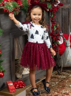Winter Tree Sparkle Tutu Dress 8 Winter Tree Sparkle Tutu Dress -MEO Kid Clothing Shop FALL12DR21CAWTB 4