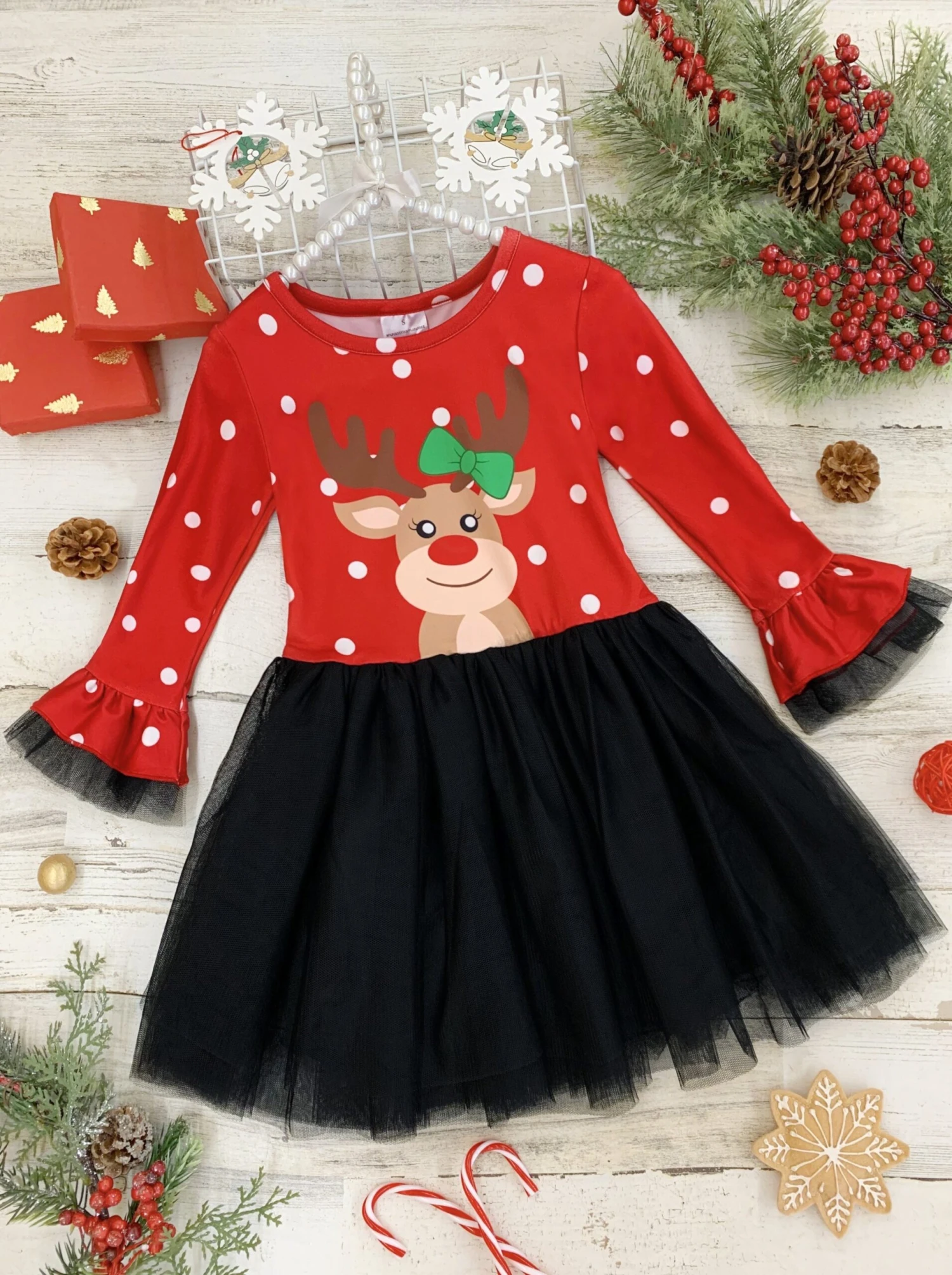 Red Nosed Reindeer Polka Dot Tutu Dress 5 Red Nosed Reindeer Polka Dot Tutu Dress - Image 3