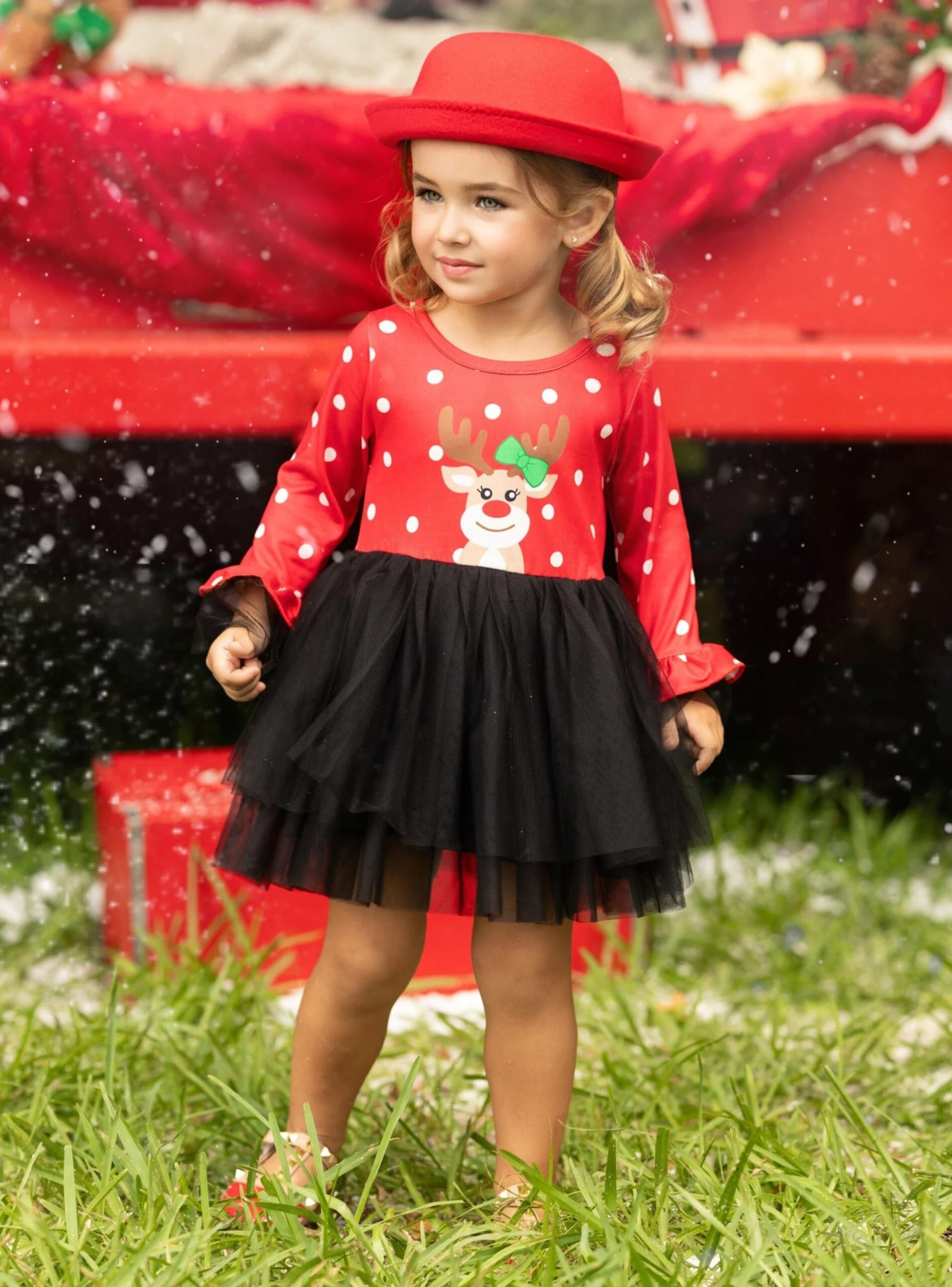 Red Nosed Reindeer Polka Dot Tutu Dress 8 Red Nosed Reindeer Polka Dot Tutu Dress - Image 6