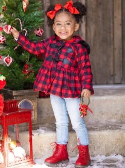 Bundled Up Plaid Peplum Hoodie Coat -MEO Kid Clothing Shop FALL12OUT23CABRP 3