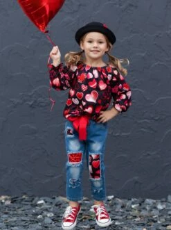 Love Power Distressed Patched Jeans Set -MEO Kid Clothing Shop FALL12SET107CABRH 9