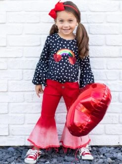 Rainbow Of Love Bell Bottom Denim Set -MEO Kid Clothing Shop FALL12SET109CABDR 26