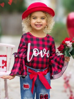 For Love Of Plaid Patched Jeans Set -MEO Kid Clothing Shop FALL12SET118CAPLD 3