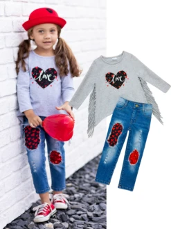 Show Me Love Patched Jeans Set -MEO Kid Clothing Shop FALL12SET120CAGLD
