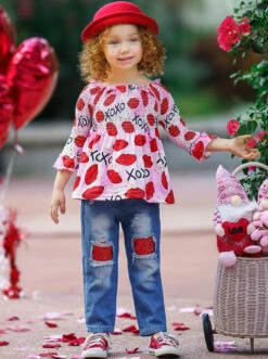 Smooches Sequin Patched Jeans Set