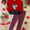 Very Shiny Nose Sparkle Plaid Legging Set