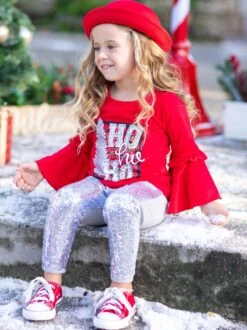 Ho Ho Ho Bell Sleeve Top & Sequin Legging Set -MEO Kid Clothing Shop FALL12SET97CATSS 4 5c62adf9 ac19 4638 adc0 f926890e8124