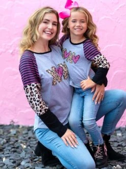 Mommy & Me Leopard X's & O's Colorblock Top