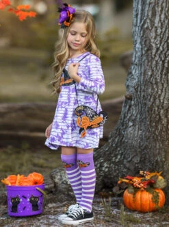 Witch You Would Tie Dye Dress, Hair Clip, Socks & Purse Set 12 Witch You Would Tie Dye Dress, Hair Clip, Socks & Purse Set -MEO Kid Clothing Shop FALL20DR6CAPTH 1