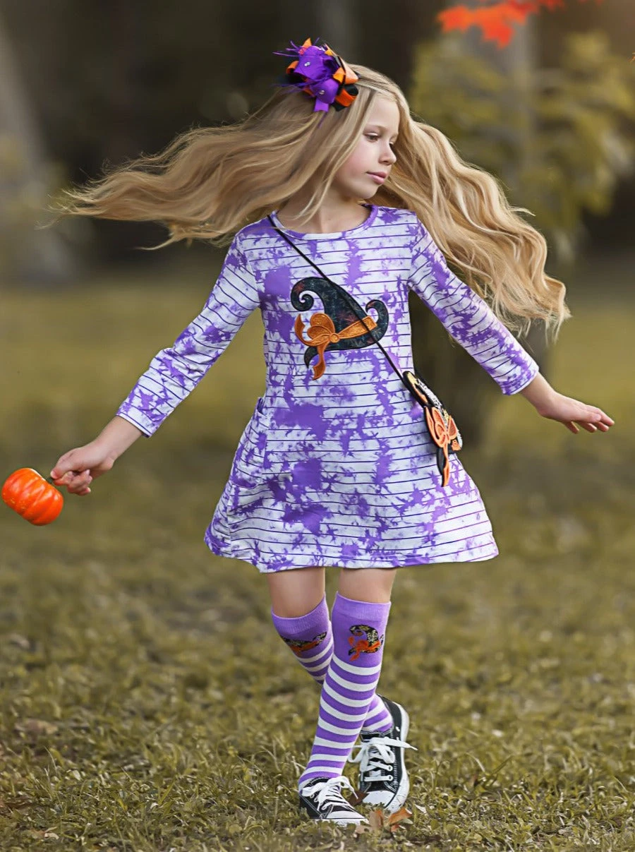 Witch You Would Tie Dye Dress, Hair Clip, Socks & Purse Set 3 Witch You Would Tie Dye Dress, Hair Clip, Socks & Purse Set