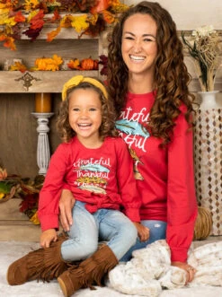 Mommy & Me Grateful, Thankful & Blessed Knot Hem Top