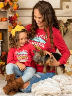 Mommy & Me Grateful, Thankful & Blessed Knot Hem Top -MEO Kid Clothing Shop FALL20TOP18CAGTB 4
