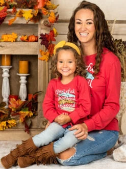 Mommy & Me Grateful, Thankful & Blessed Knot Hem Top -MEO Kid Clothing Shop FALL20TOP18CAGTB 7