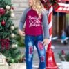 Baby It's Cold Outside Patched Top & Jeans Set