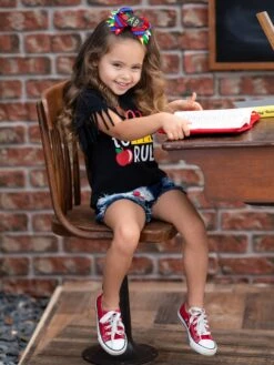 Ready To Rule Patched Denim Short Set -MEO Kid Clothing Shop GBSEB019 Black 2