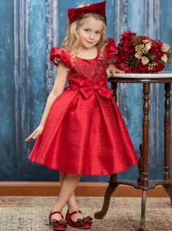 Precious Darling Embroidered Princess Dress -MEO Kid Clothing Shop GCDRA006 Red