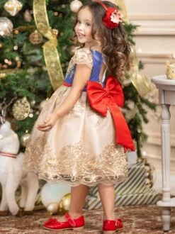 Snow White Vibes Lace Embroidered Princess Dress -MEO Kid Clothing Shop GCDRA007 Yellow 19