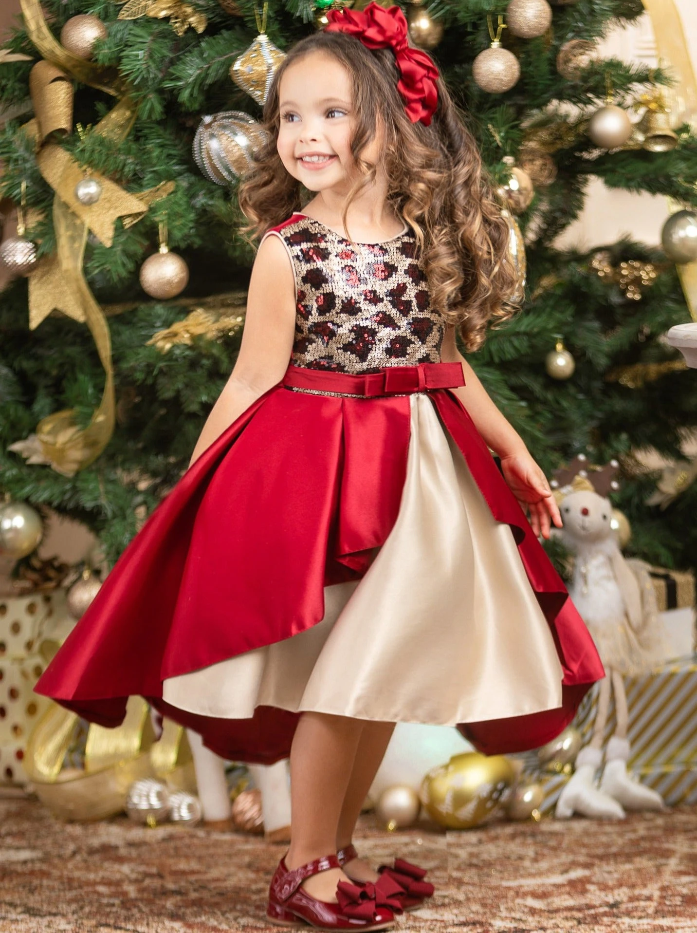 Leopard Sparkle Red & Gold Holiday Dress 10 Leopard Sparkle Red & Gold Holiday Dress - Image 8