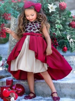 Leopard Sparkle Red & Gold Holiday Dress 13 Leopard Sparkle Red & Gold Holiday Dress -MEO Kid Clothing Shop GCDRA008 Red 7