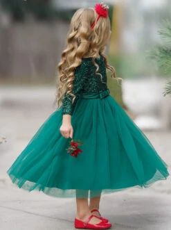 Winter Shining Star Maxi Dress -MEO Kid Clothing Shop GCDRB009 Green 1