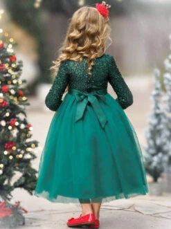 Winter Shining Star Maxi Dress -MEO Kid Clothing Shop GCDRB009 Green 3