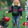 Lover Of Christmas Patched Jean Set -MEO Kid Clothing Shop GCSEB023 Black 2